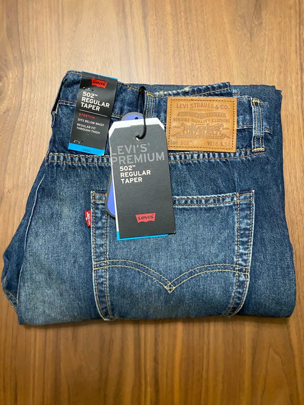 New Levi’s Premium 502 Regular Taper Warp Stretch 38x34